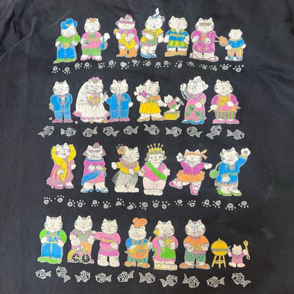 Rare 90s Graphic Cat Lover Sweatshirt  Vintage Novelty Print Crewneck Top - Picture 3 of 11